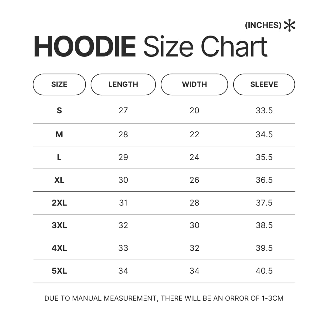 Hoodie Size Chart - Battlestar Galactica Store
