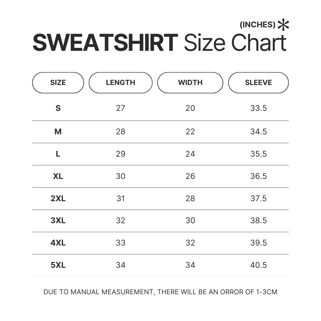 Sweatshirt Size Chart - Battlestar Galactica Store