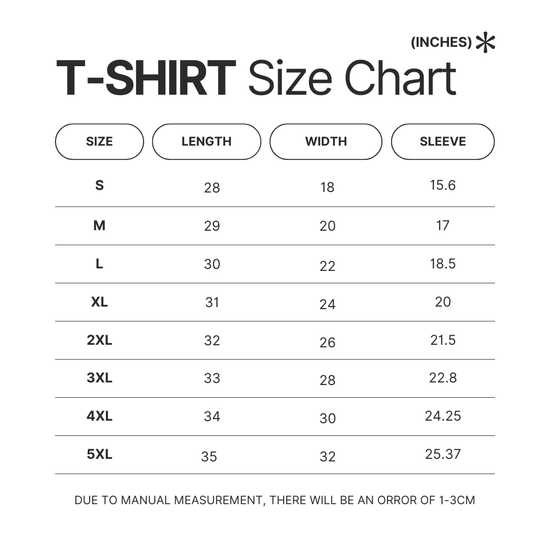 T shirt Size Chart - Battlestar Galactica Store