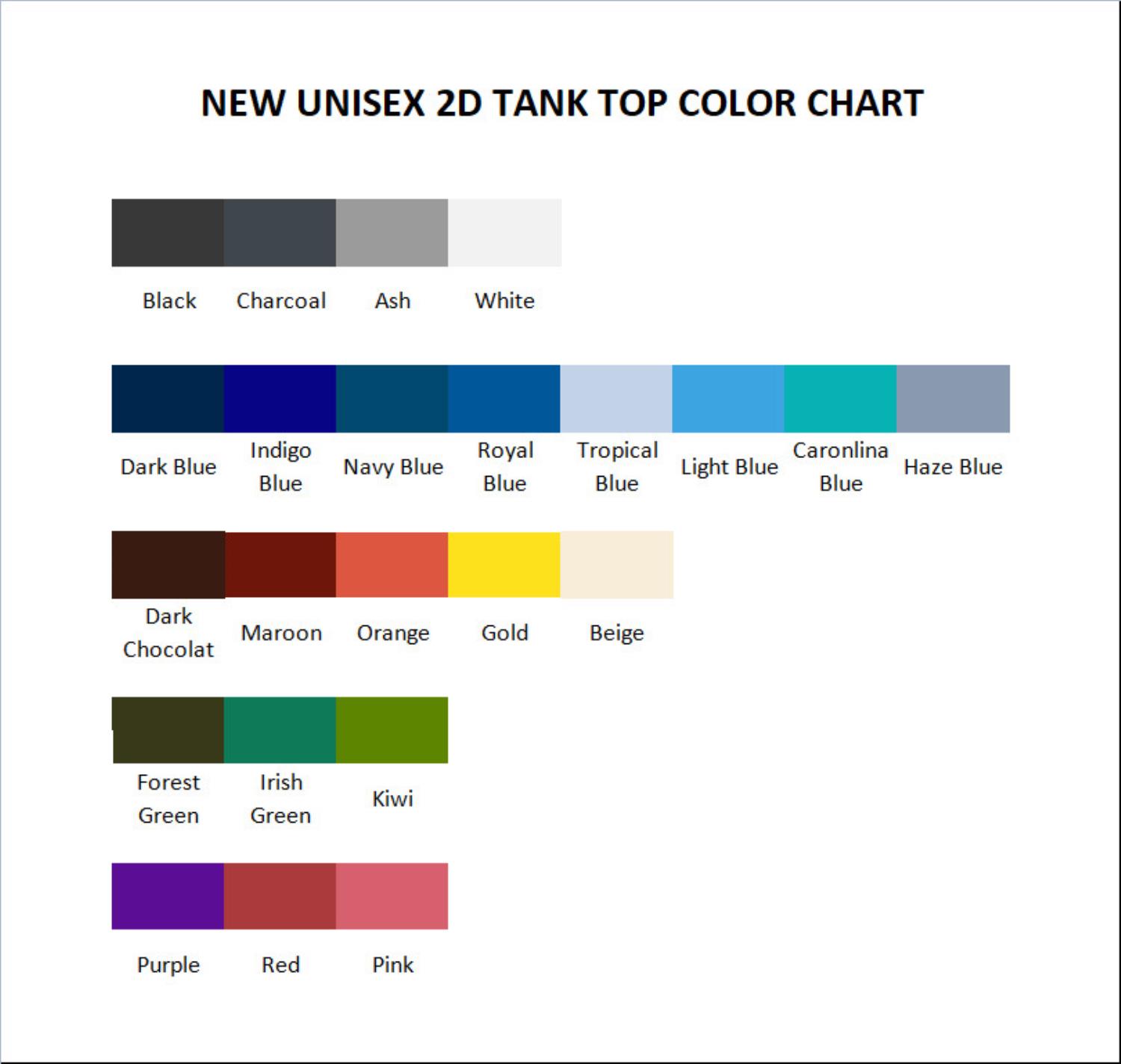 tank top color chart - Battlestar Galactica Store