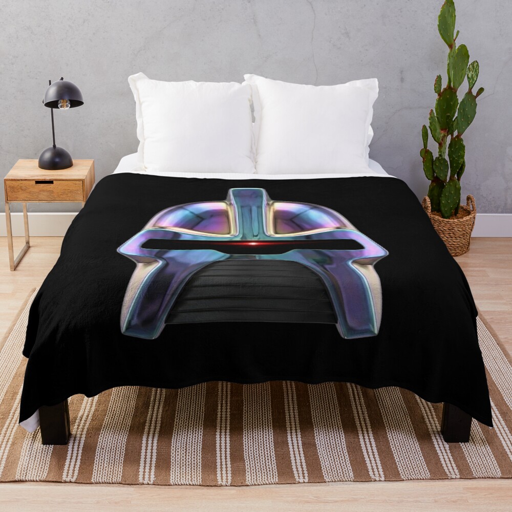 Cylon Helmet Oil Slick Iridescence Throw Blanket