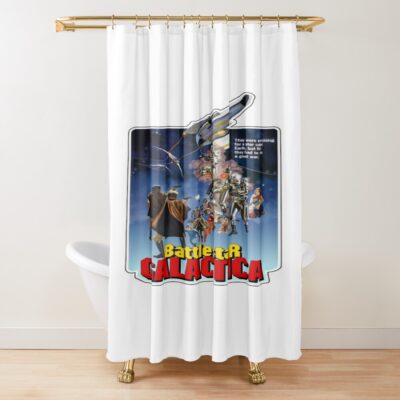 Vintage 1978 Universal Studios Battlestar Shower Curtain