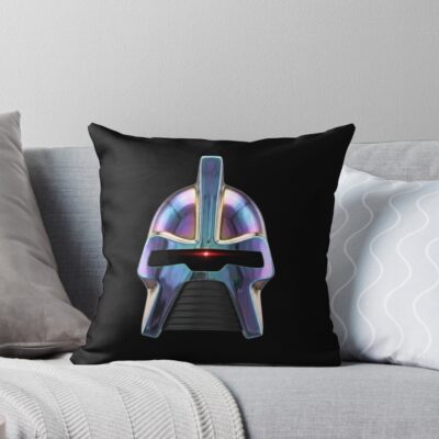 Cylon Helmet Oil Slick Iridescence Throw Pillow